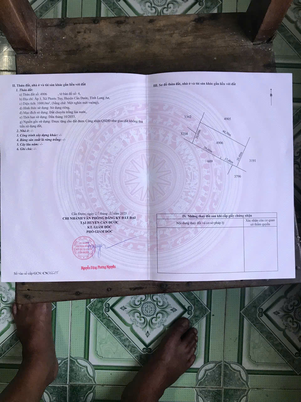 BÁN ĐẤT LÚA – 1.000 m² PHƯỚC TUY – CẦN ĐƯỚC – LONG AN