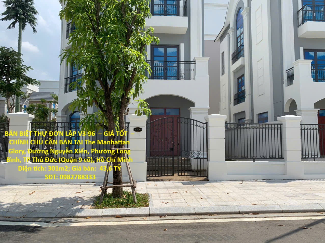 BÁN BIỆT THỰ ĐƠN LẬP V3-96 – GIÁ TỐT – CHÍNH CHỦ CẦN BÁN TẠI The Manhattan Glory, Đường Nguyễn Xiển