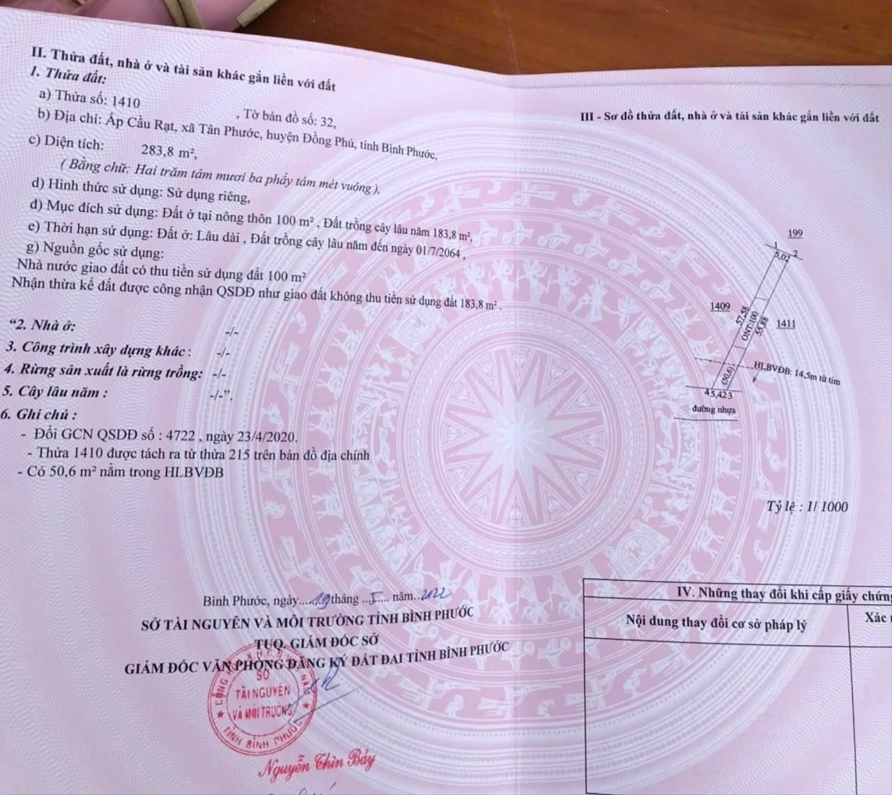 ĐẤT ĐẸP - ĐẦU TƯ SINH LỜI - Bán GẤP Lô Đất Tiềm Năng Tại Xã Tân Phước, Đồng Phú, Bình Phước