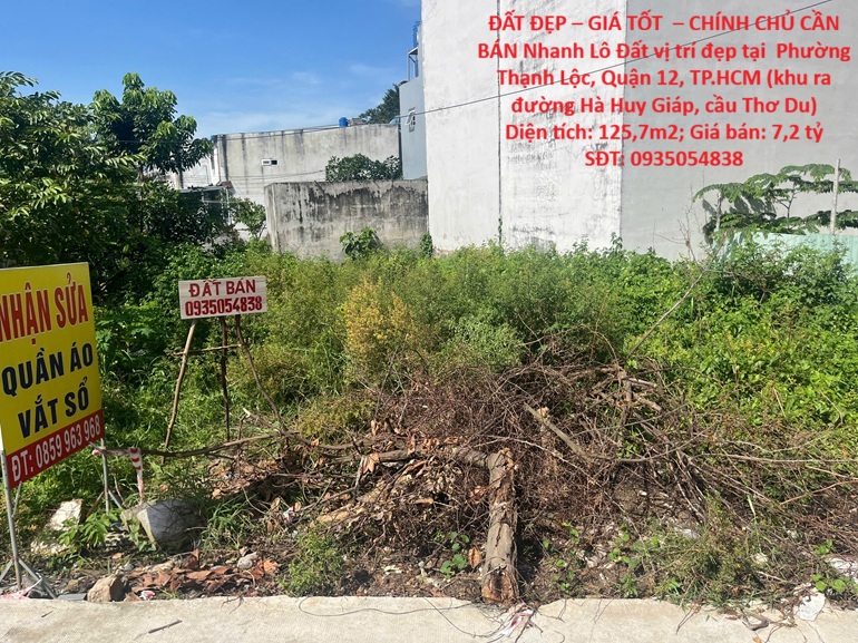 ĐẤT ĐẸP – GIÁ TỐT – CHÍNH CHỦ CẦN BÁN Nhanh Lô Đất vị trí đẹp tại quận 12, TPHCM