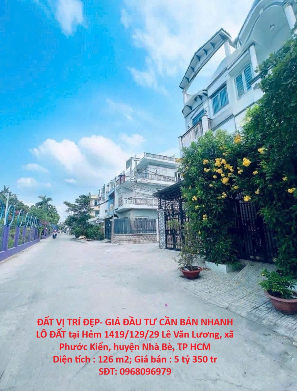 ĐẤT VỊ TRÍ ĐẸP- GIÁ ĐẦU TƯ CẦN BÁN NHANH LÔ ĐẤT tại xã Phước Kiển, Nhà Bè