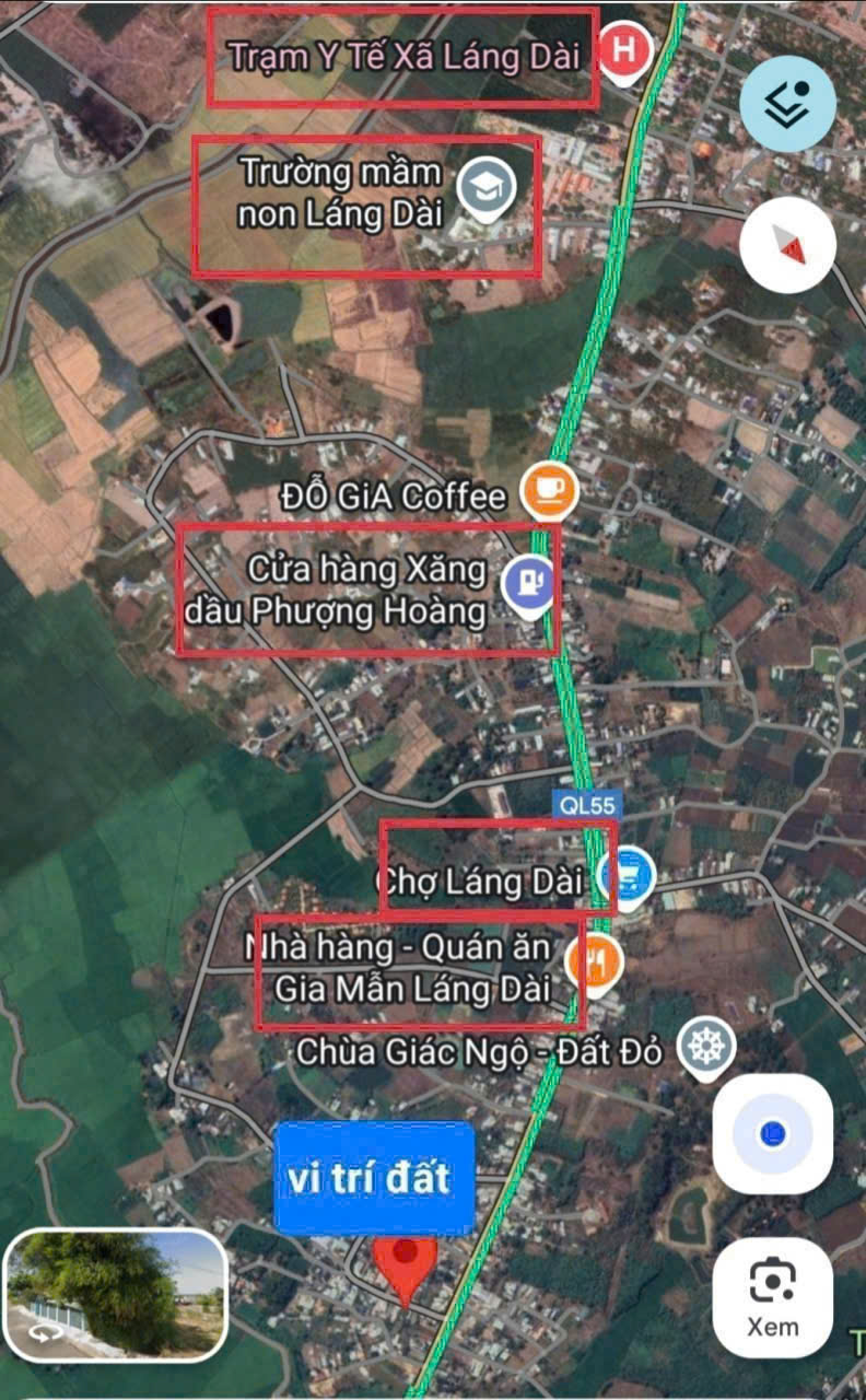 Bán lô đất vị trí tiềm năng ngay trung tâm MẶT TIỀN NHỰA LÁNG DÀI cách QL55 50m . Diện tích 784mv (tc 100). Thực