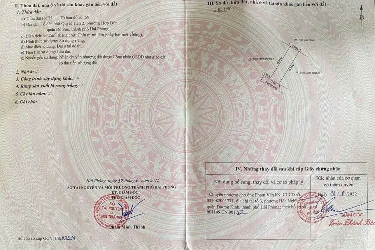 Bán đất Quyết Tiến 2 Hợp Đức Đồ Sơn giá đầu tư hiếm dưới 1 tỷ ZALO 0567 222 555