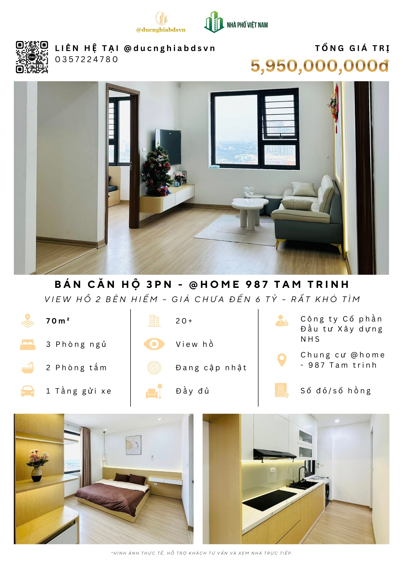 SIÊU PHẨM 3PN – @HOME 987 TAM TRINH - MẶT PHỐ TAM TRINH – TRUNG TÂM HOÀNG MAI – 3 NGỦ 2 WC – VIEW HỒ 2 BÊN HIẾM