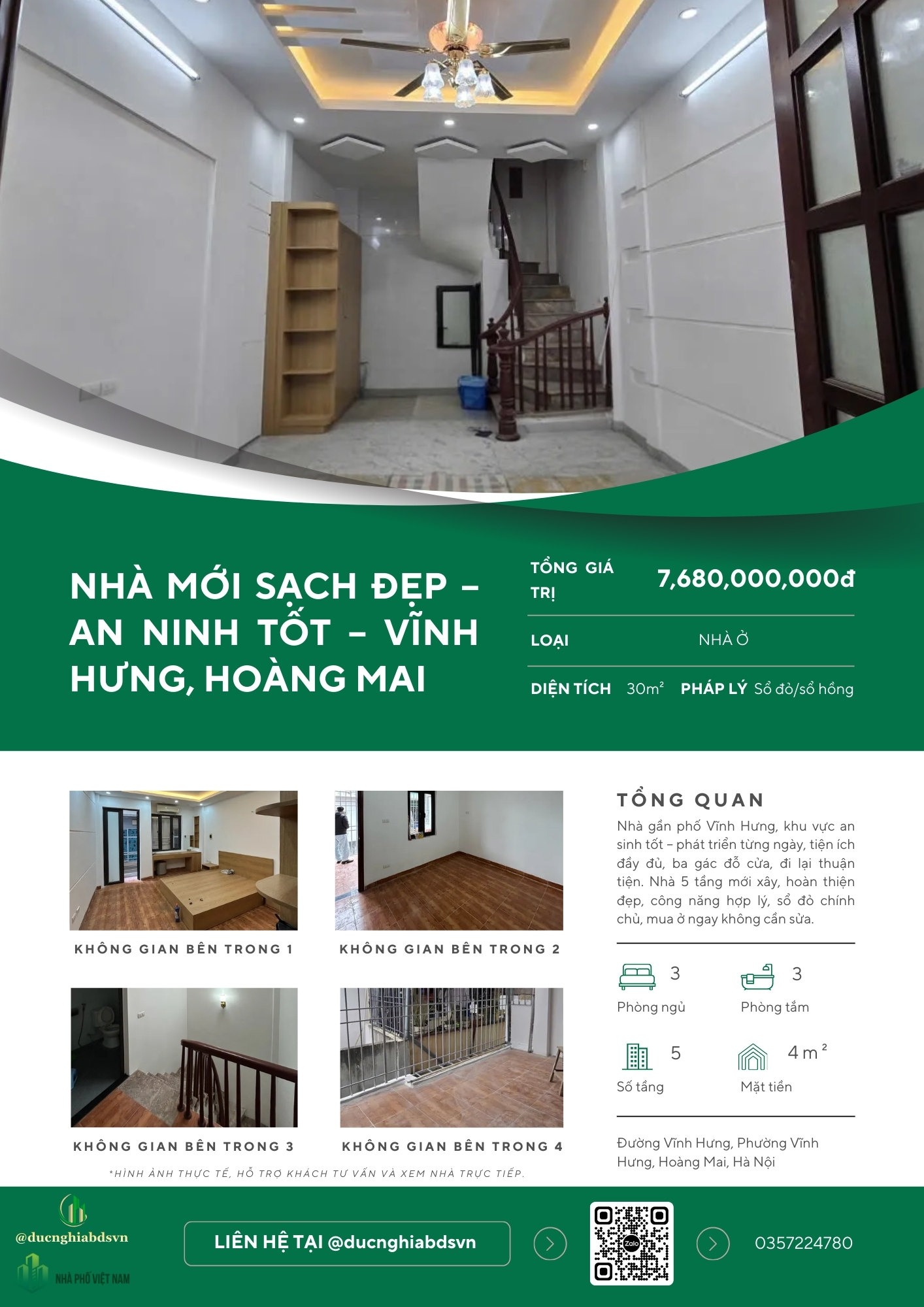 NHÀ MỚI Ở NGAY – FULL NỘI THẤT – VĨNH HƯNG, HOÀNG MAI