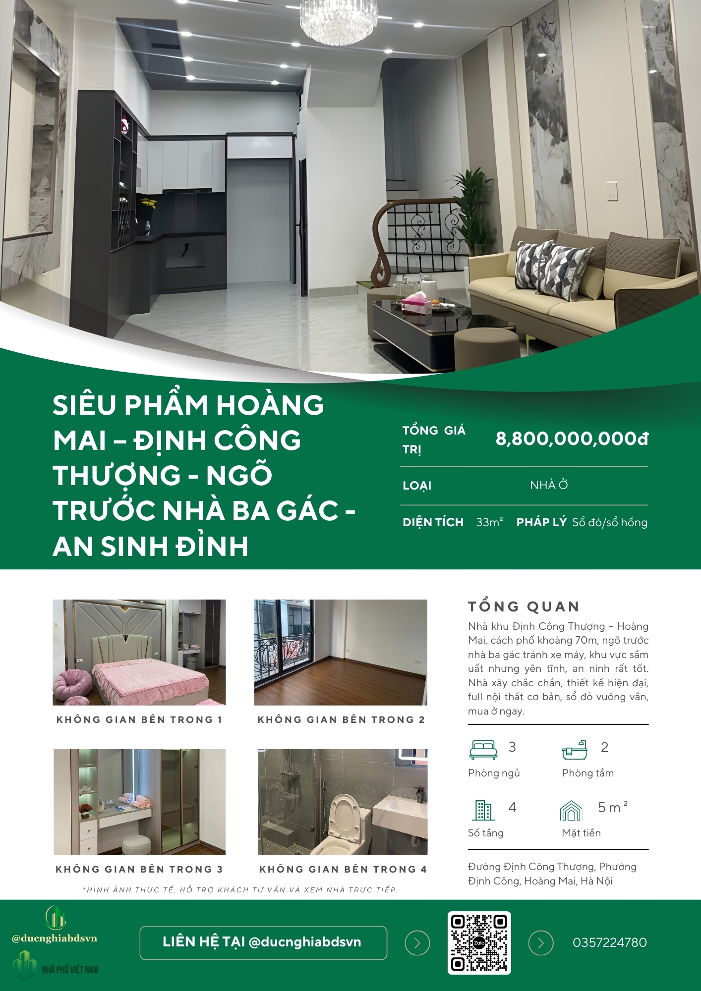 SIÊU PHẨM HOÀNG MAI – ĐỊNH CÔNG THƯỢNG - NHÀ ĐẸP ĐÓN TẾT - GẦN PHỐ – NGÕ TRƯỚC NHÀ BA GÁC TRÁNH XE MÁY - KHU DÂN TRÍ CAO – AN SINH ĐỈNH