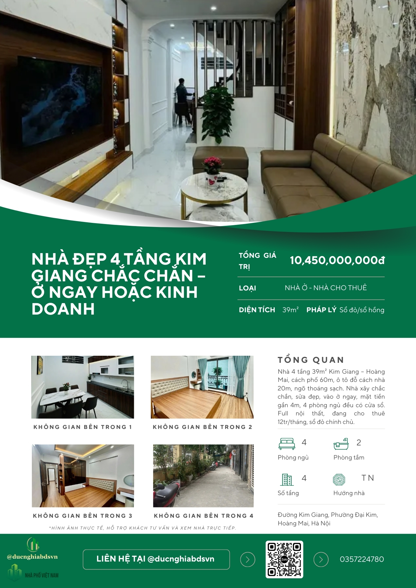 BÁN NHÀ KIM GIANG – HOÀNG MAI | NHÀ ĐẸP 4 TẦNG CHẮC CHẮN – Ở NGAY HOẶC KINH DOANH