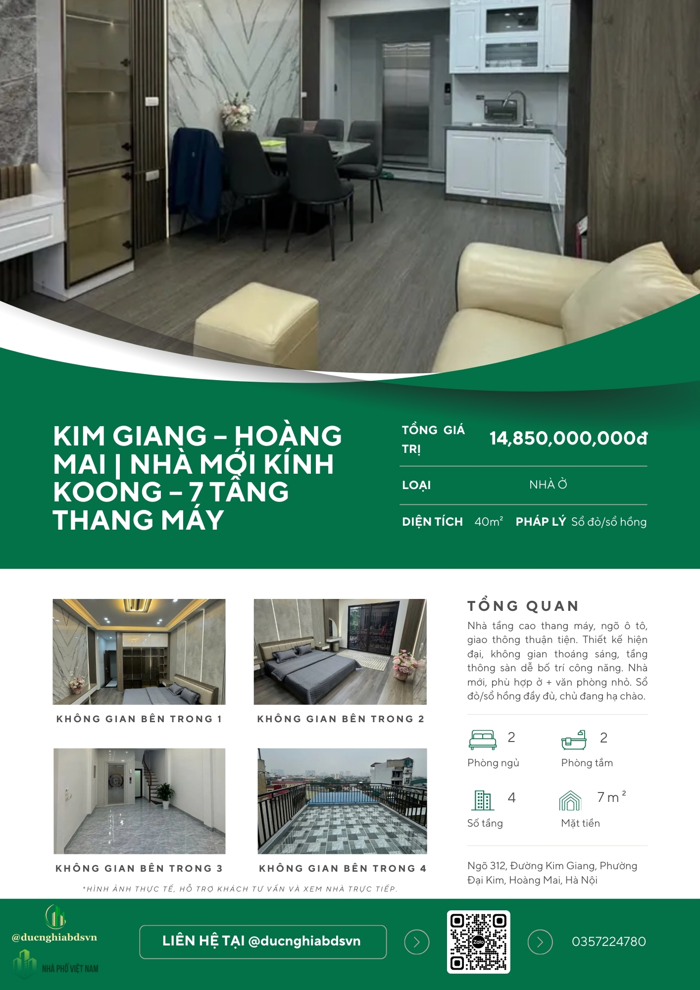 KIM GIANG – HOÀNG MAI | NHÀ MỚI KÍNH KOONG – 7 TẦNG THANG MÁY