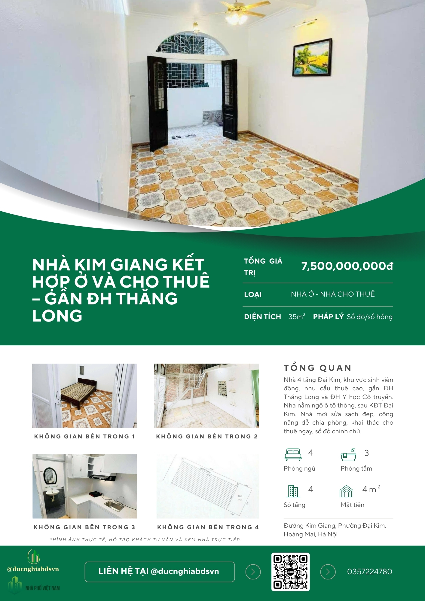 NHÀ KIM GIANG KẾT HỢP Ở VÀ CHO THUÊ – GẦN ĐH THĂNG LONG