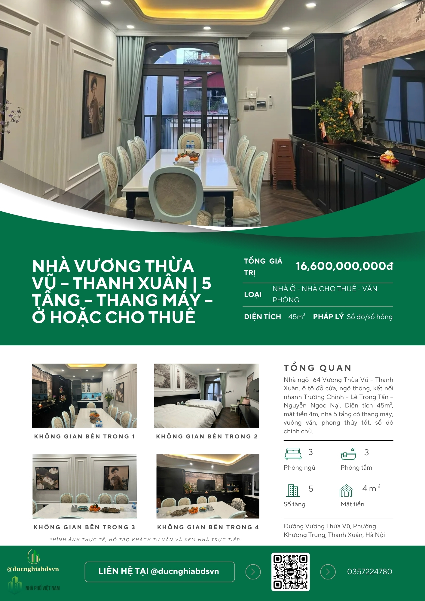 BÁN NHÀ VƯƠNG THỪA VŨ – THANH XUÂN | 5 TẦNG – THANG MÁY – Ô TÔ ĐỖ CỬA