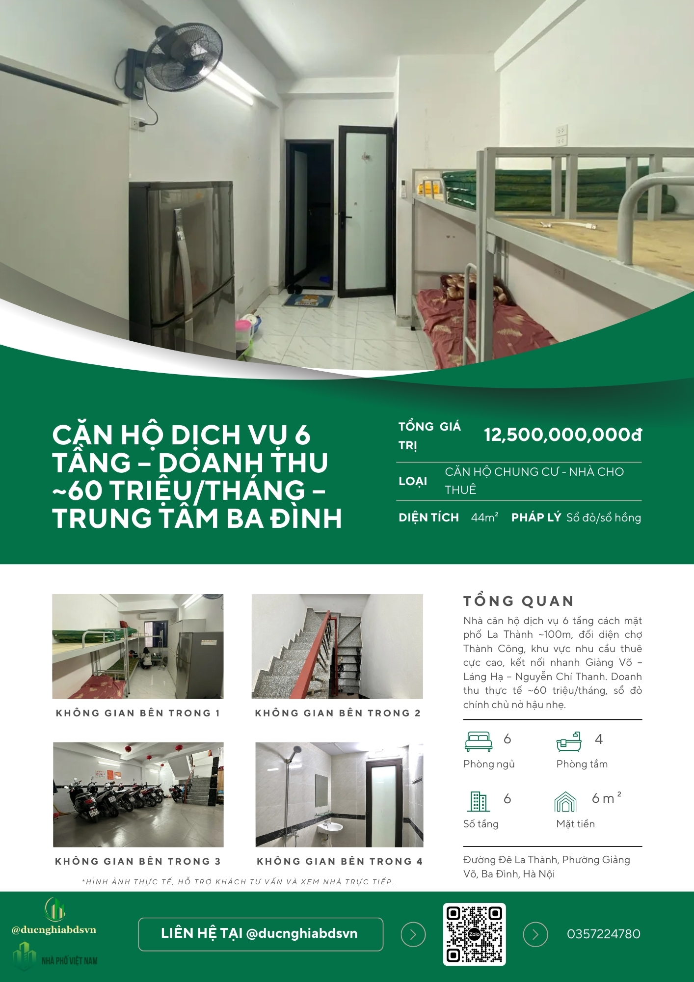 CĂN HỘ DỊCH VỤ 6 TẦNG – DOANH THU ~60 TRIỆU/THÁNG - TRUNG TÂM BA ĐÌNH - KHU CHO THUÊ LUÔN KÍN PHÒNG - MẶT TIỀN RỘNG