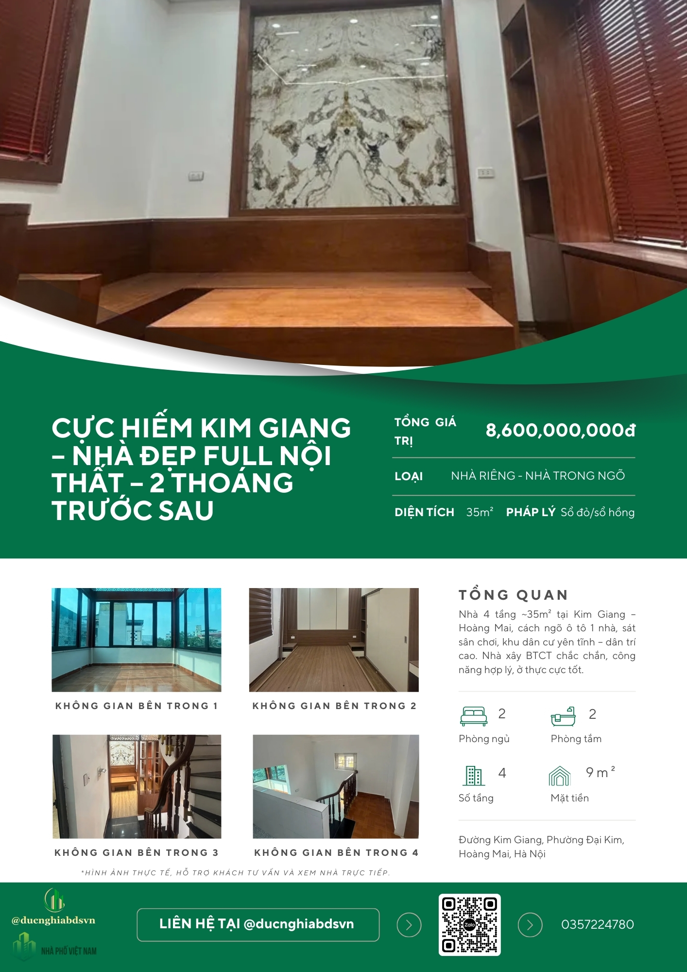CỰC HIẾM – KIM GIANG – FULL NỘI THẤT – 2 THOÁNG TRƯỚC SAU