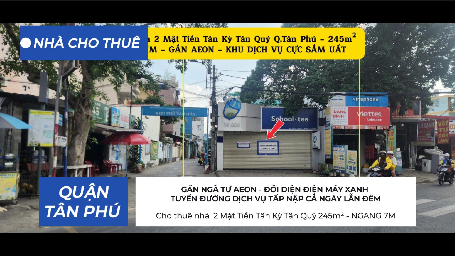 Cho thuê nhà 2 Mặt Tiền Tân Kỳ Tân Quý q.Tân Phú 245m² - NGANG 7M - GẦN AEON