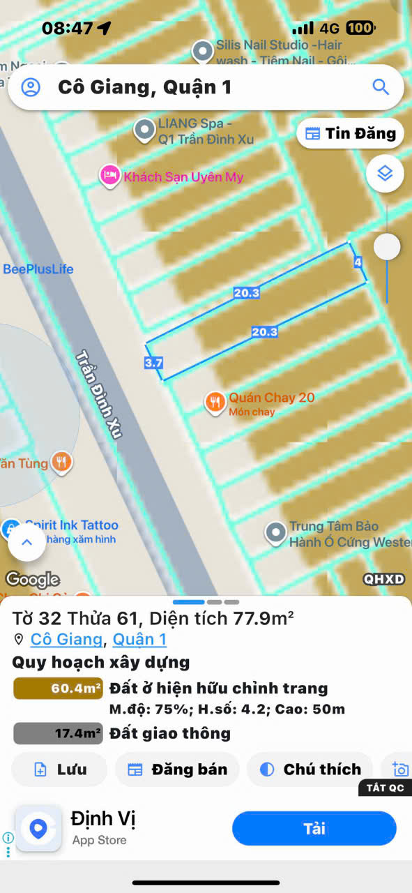 CHÍNH CHỦ 1 ĐỜI XƯA BÁN NHÀ 3 TẦNG MTKD Đ.TRẦN ĐÌNH XU, QUẬN 1 - 4M*20M - SỔ HỒNG VUÔNG VỨC ĐẸP* LH GIANG GIANG: