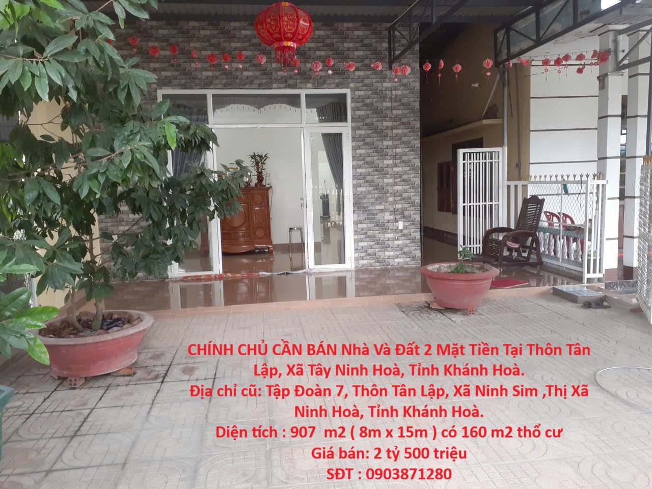 CHÍNH CHỦ CẦN BÁN Nhà Và Đát 2 Mặt Tiền Tại Thôn Tân Lập, Xã Tây Ninh Hoà, Tỉnh Khánh Hoà.