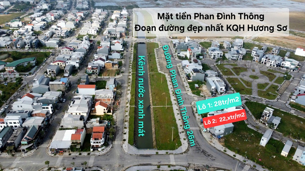 Bán 2 lô Mặt tiền Phan Đình Thông rộng 26m - đoạn đường đẹp nhất KQH Hương Sơ