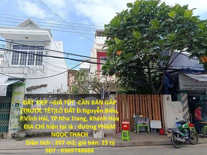 ĐẤT ĐẸP –GIÁ TỐT -CẦN BÁN GẤP (TRƯỚC TÊT)LÔ ĐẤT Đ.Nguyễn Biểu, P.Vĩnh Hải, TP.Nha Trang, Khánh Hòa