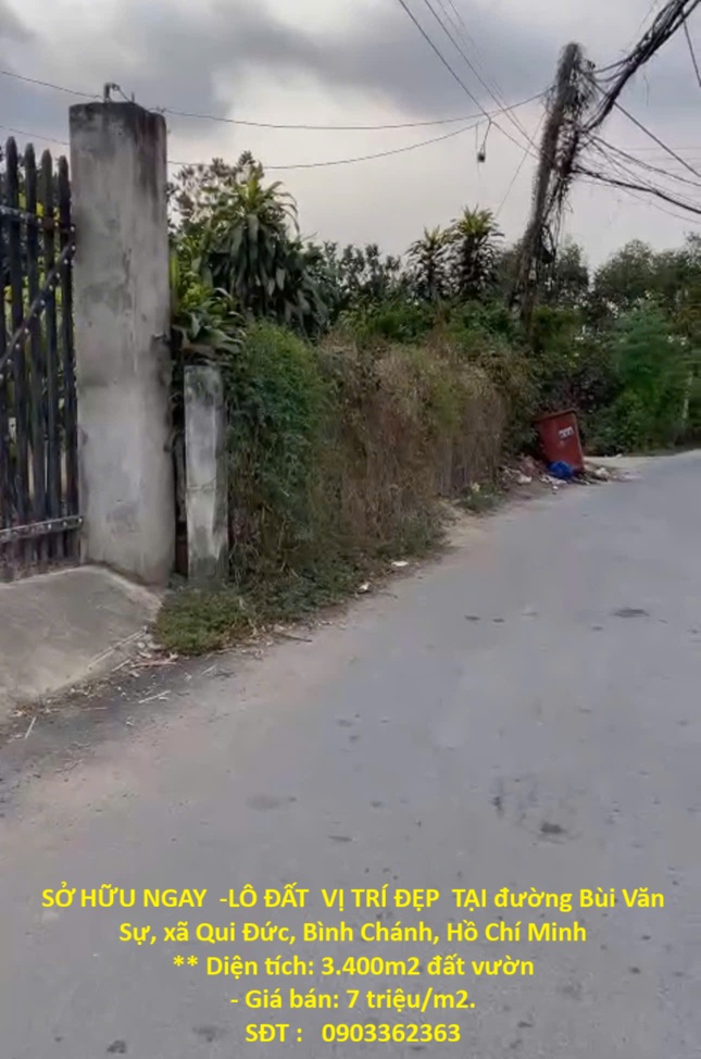 SỞ HỮU NGAY -LÔ ĐẤT VỊ TRÍ ĐẸP TẠI đường Bùi Văn Sự, xã Qui Đức, Bình Chánh, Hồ Chí Minh