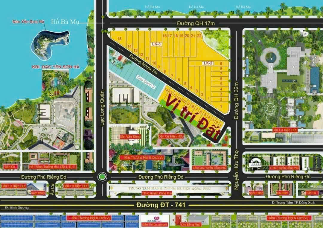 CƠ HỘI SỞ HỮU 4 LÔ ĐẤT SÁT HỒ ĐẢO YẾN – TRUNG TÂM HÀNH CHÍNH ĐỒNG PHÚ