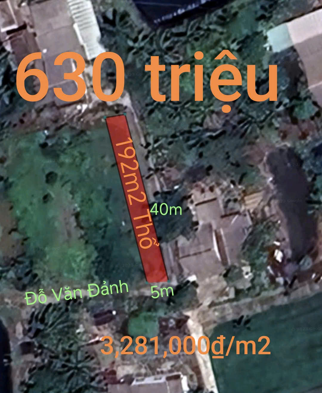 Bán lô đất thổ cất nhà vườn giá 630 triệu