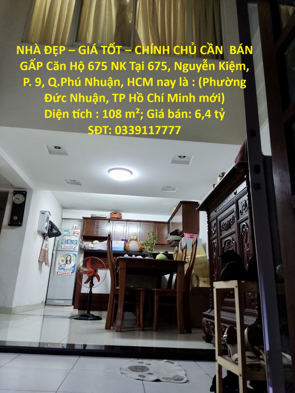 NHÀ ĐẸP – GIÁ TỐT – CHÍNH CHỦ CẦN BÁN GẤP Căn Hộ 675 NK Tại 675, Nguyễn Kiệm, P. 9, Q.Phú Nhuận, HCM