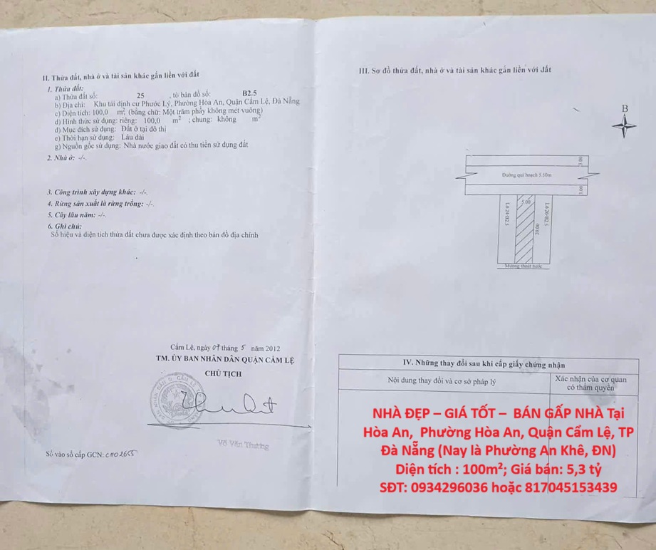 BÁN ĐẤT TẶNG NHÀ BÁN GẤP NHÀ Tại Phường Hòa An, Cẩm Lệ, Đà Nẵng