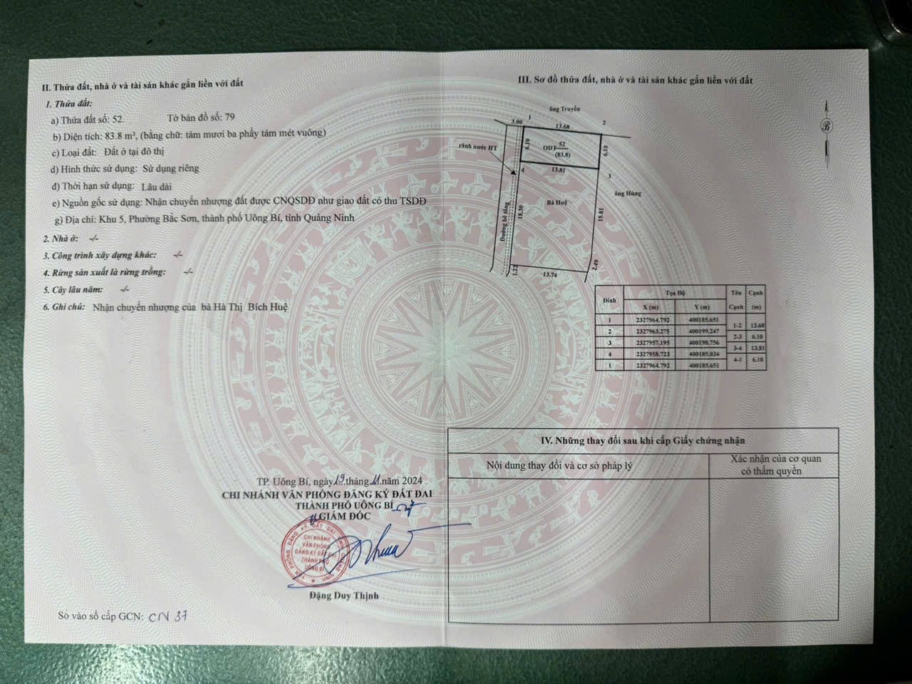 ĐẤT CHÍNH CHỦ - GIÁ TỐT CẦN BÁN NHANH LÔ ĐẤT tại TP Uông Bí tỉnh Quảng Ninh