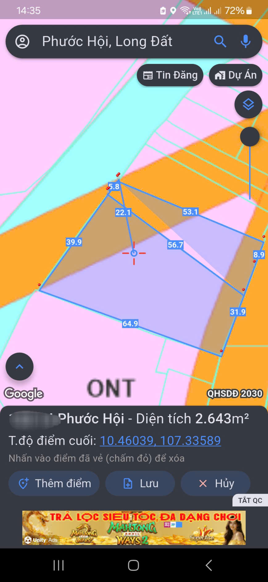 BÁN ĐẤT LỘC AN – ĐẤT ĐỎ (BR-VT) QUỸ ĐẤT MẶT TIỀN TRỤC ĐƯỜNG ĐANG MỞ RỘNG 1 MIẾNG 2 SỔ THỔ CƯ 500m²