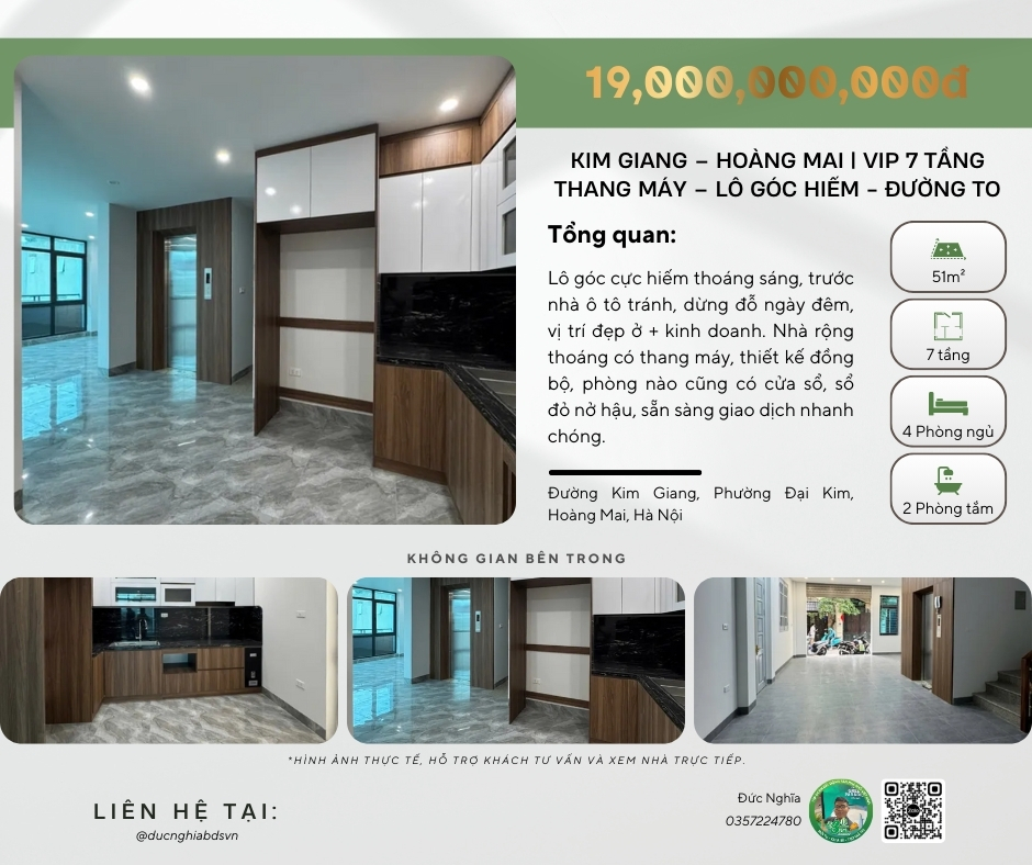 KIM GIANG – HOÀNG MAI | NHÀ VIP 7 TẦNG THANG MÁY – LÔ GÓC – Ô TÔ TRÁNH DỪNG ĐỖ NGÀY ĐÊM