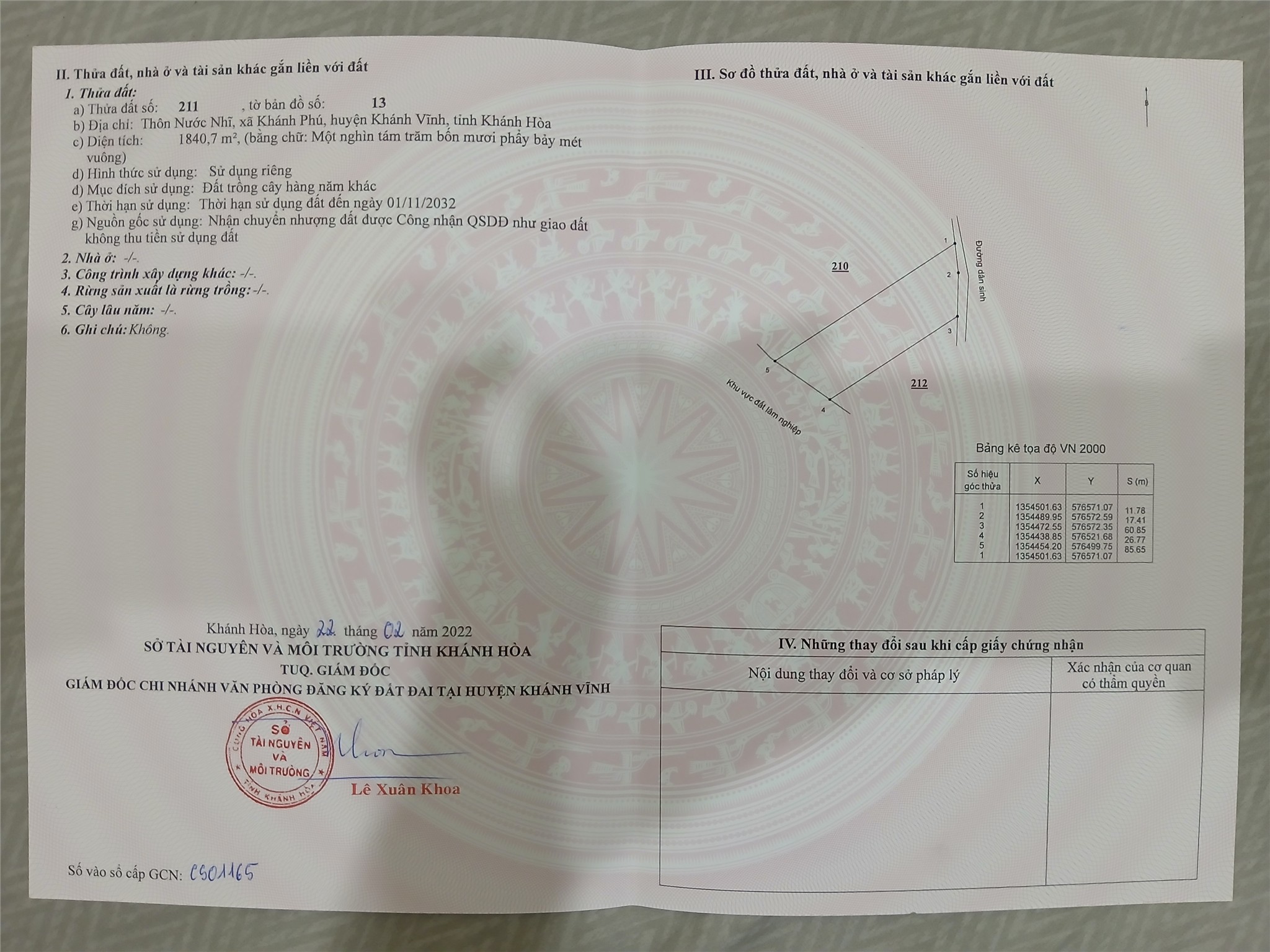 BÁN ĐẤT GẦN NGÃ 3 NƯỚC NHĨ – KHÁNH PHÚ, KHÁNH VĨNH, KHÁNH HÒA – Giá Tốt