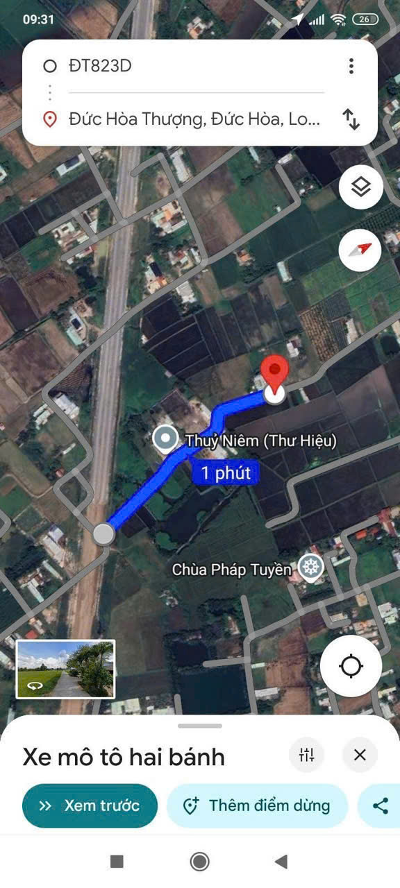 Bán đất thổ cư 1/ĐT 823D , xã Đức Hòa Thượng dt 435m2 đường beton 6m giá 3,3 tỷ