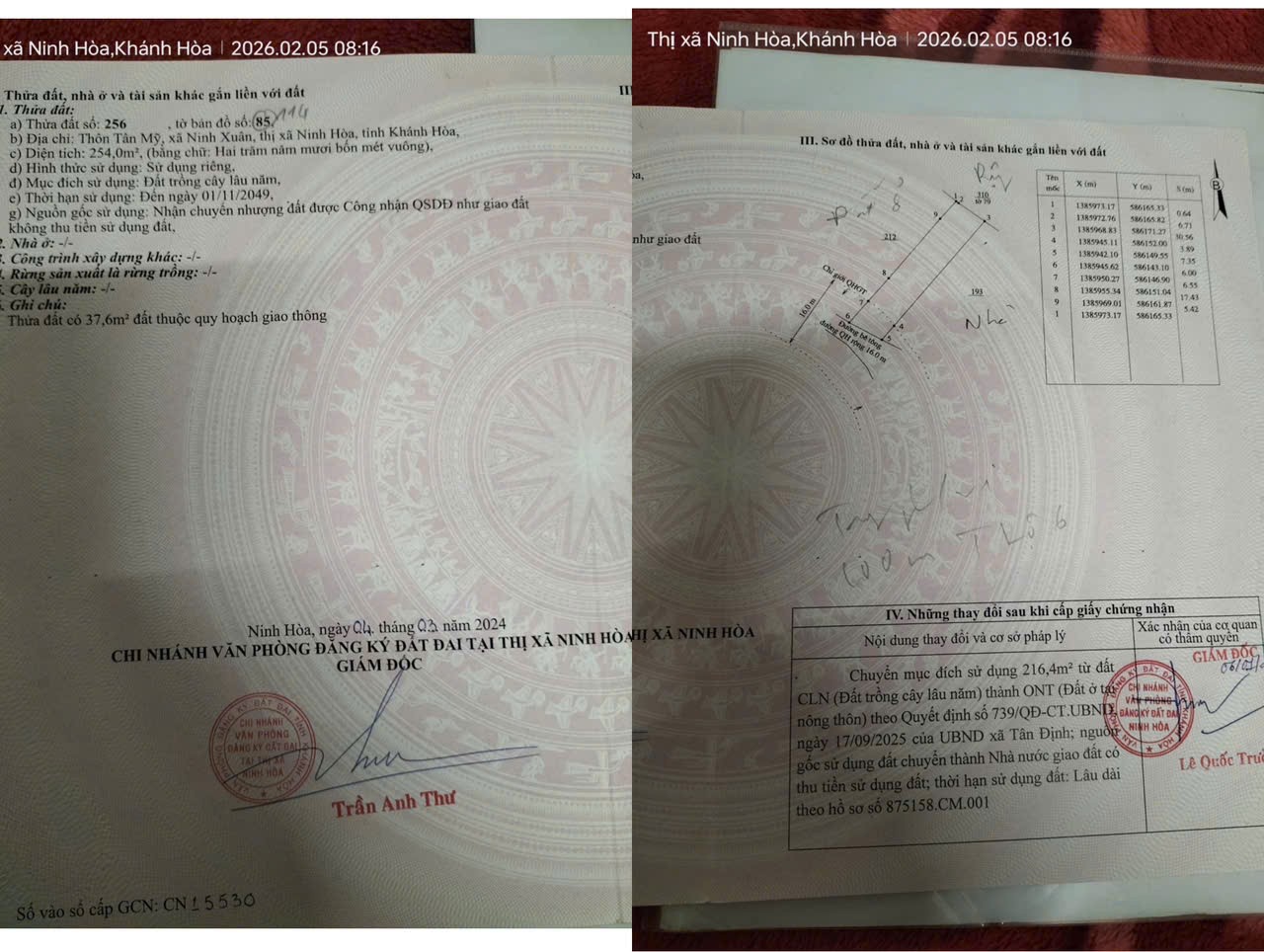 ĐẤT CHÍNH CHỦ - MẶT TIỀN Thôn Tân Mỹ, Xã Ninh Xuân, TX Ninh Hoà, Tỉnh Khánh Hoà