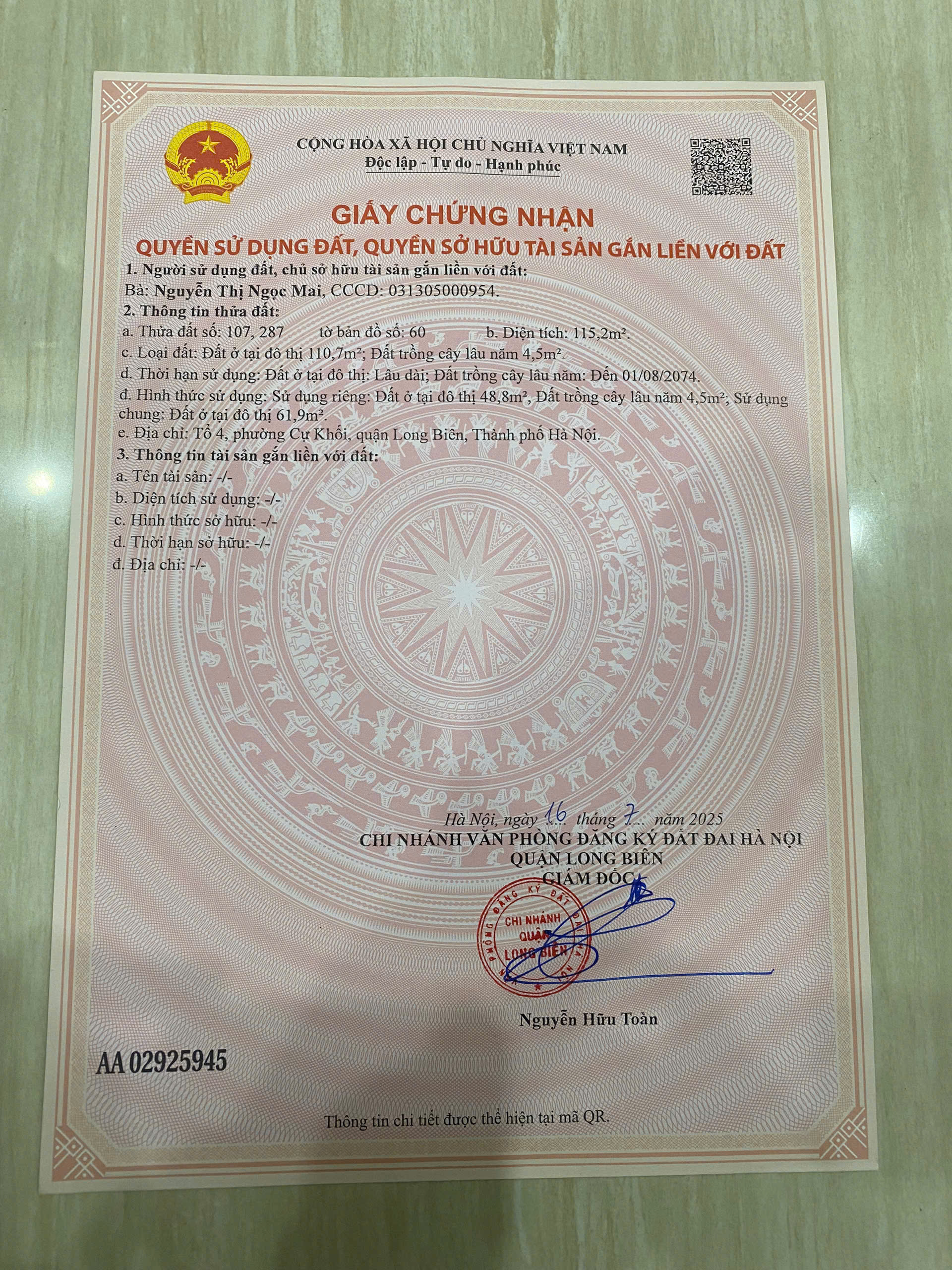 HOT !!! SỞ HỮU NGAY LÔ ĐẤT ĐẸP - GIÁ TỐT - Vị Trí Đắc Địa Tại Phường Cự Khối, Quận Long Biên, TPHN