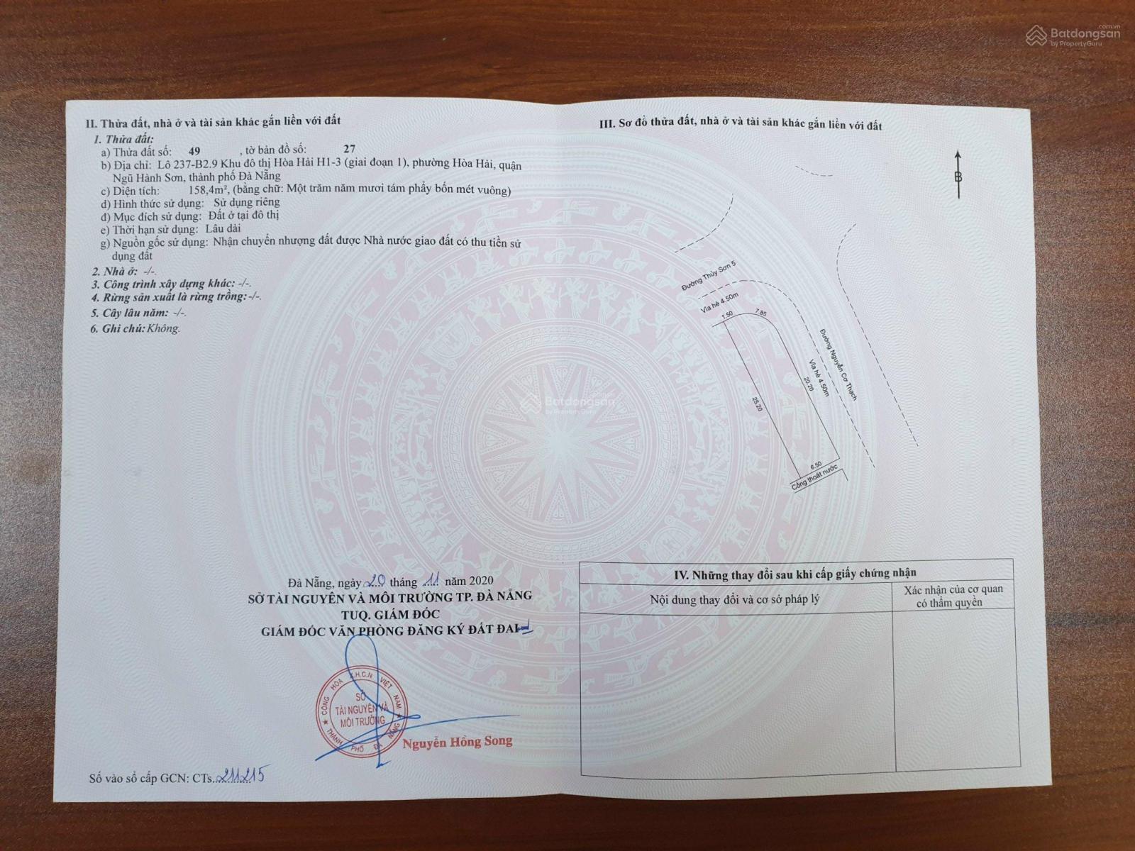 Chính chủ bán gấp lô góc đẹp nguyễn cơ thạch- thuỷ sơn 5- hoà hải-ngũ hành sơn