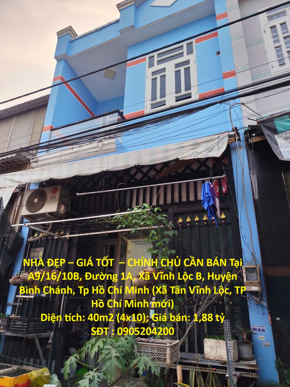 NHÀ ĐẸP – GIÁ TỐT – CHÍNH CHỦ CẦN BÁN Tại A9/16/10B, Đường 1A, Xã Vĩnh Lộc B, Huyện Bình Chánh