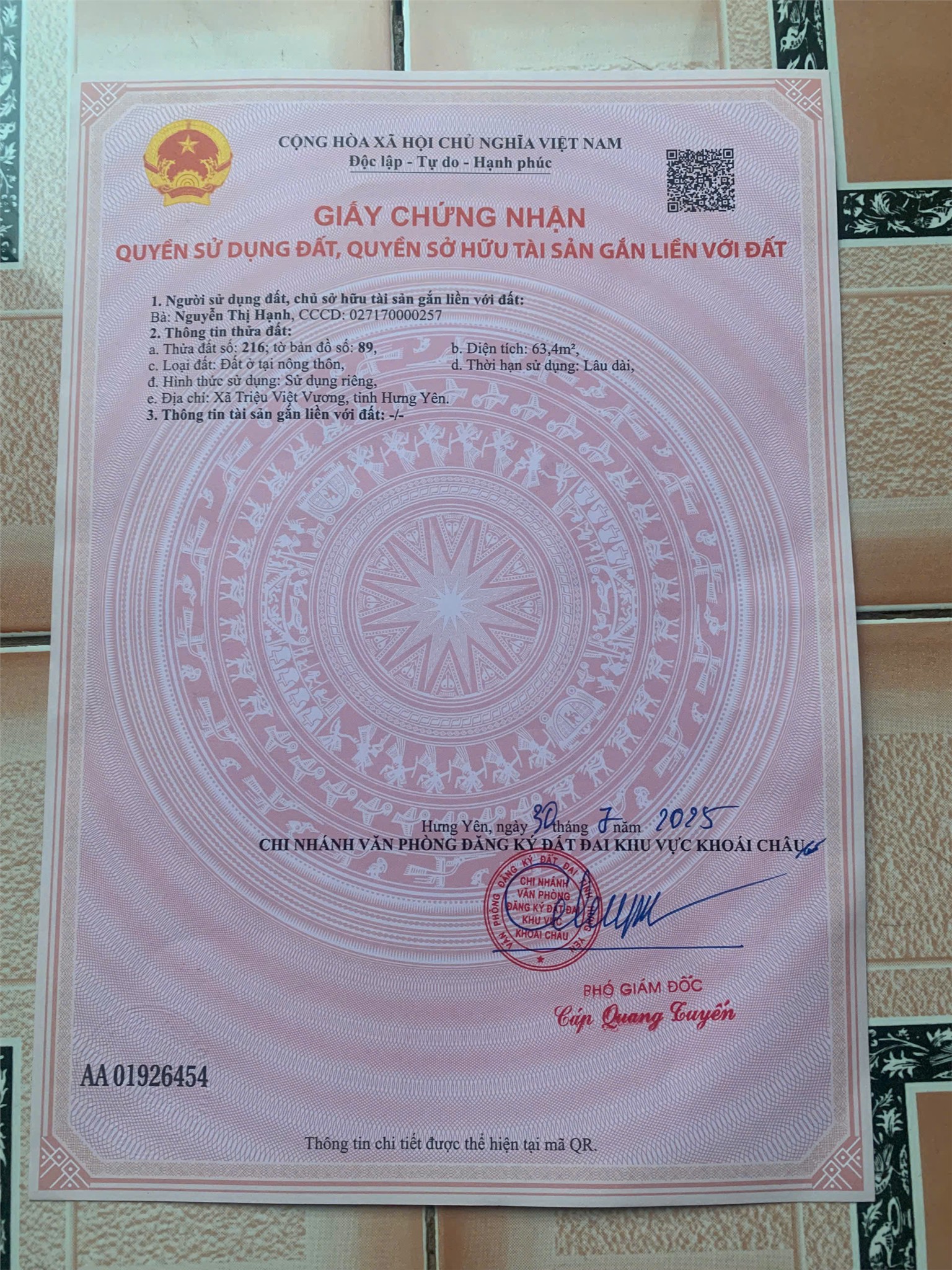 ĐẤT ĐẸP – GIÁ TỐT – CHÍNH CHỦ CẦN BÁN GẤP tại Xã Tân Dân, Huyện Khoái Châu, Hưng Yên