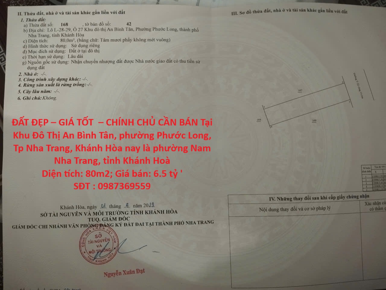 ĐẤT ĐẸP – GIÁ TỐT – CHÍNH CHỦ CẦN BÁN Tại Khu Đô Thị An Bình Tân, phường Phước Long, Tp Nha Trang