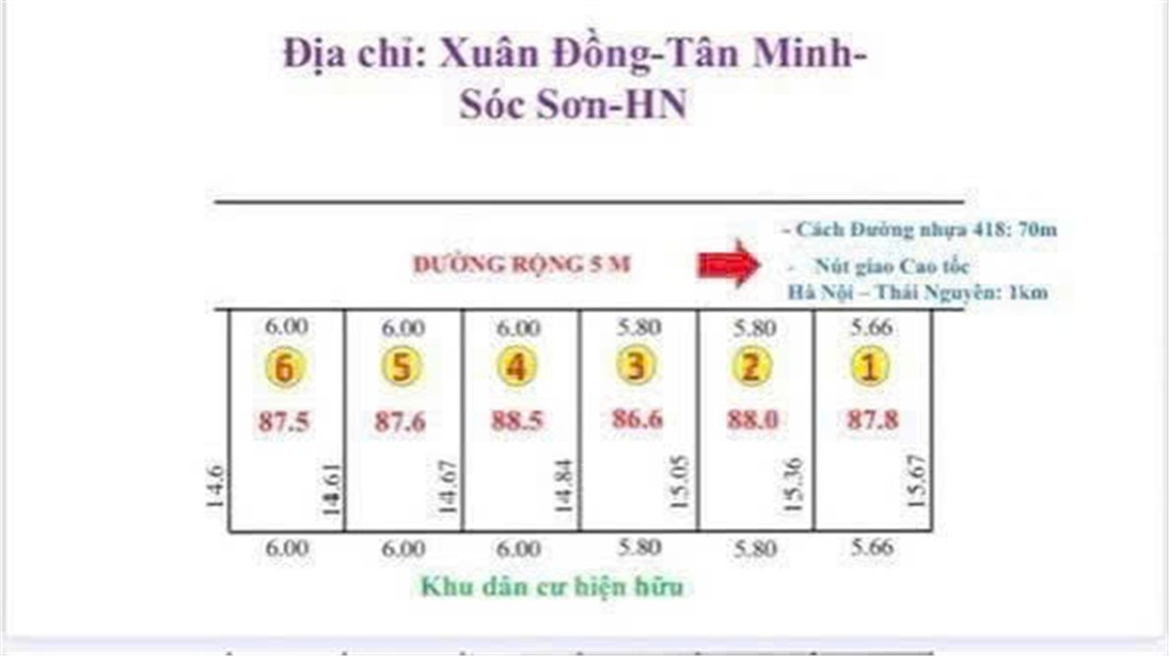 CẦN BÁN LÔ ĐẤT VỊ TRÍ CỰC TIÊM NĂNG , SÁT ĐƯỜNG TỈNH LỘ 418 ,DT - 87,8 M FUN THỔ CƯ GIÁ NHỈNH 2 TỶ - KHUÔN THỬA ĐẸP