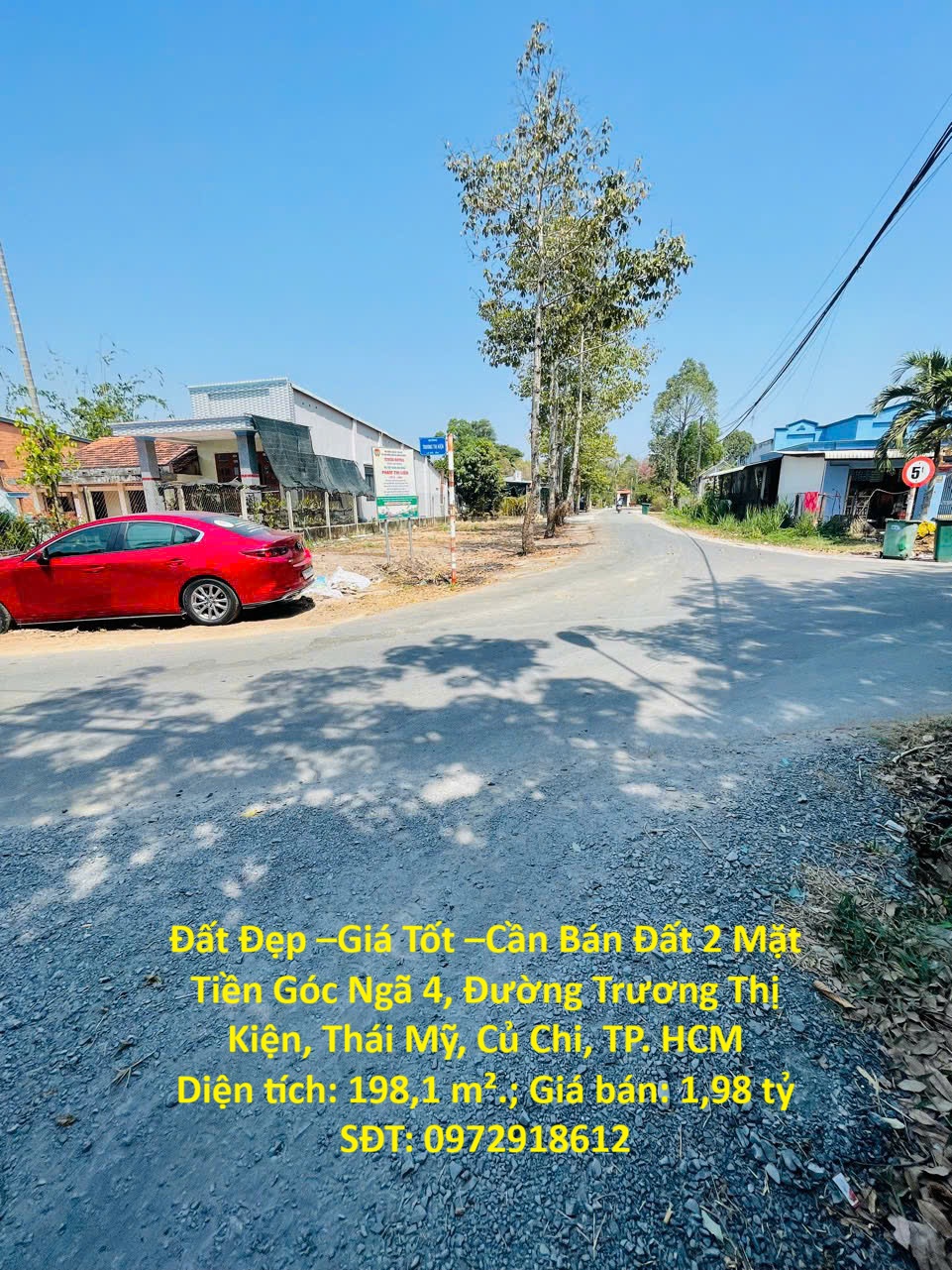 Đất Đẹp –Giá Tốt –Cần Bán Đất 2 Mặt Tiền Góc Ngã 4, Đường Trương Thị Kiện, Thái Mỹ, Củ Chi, TP. HCM