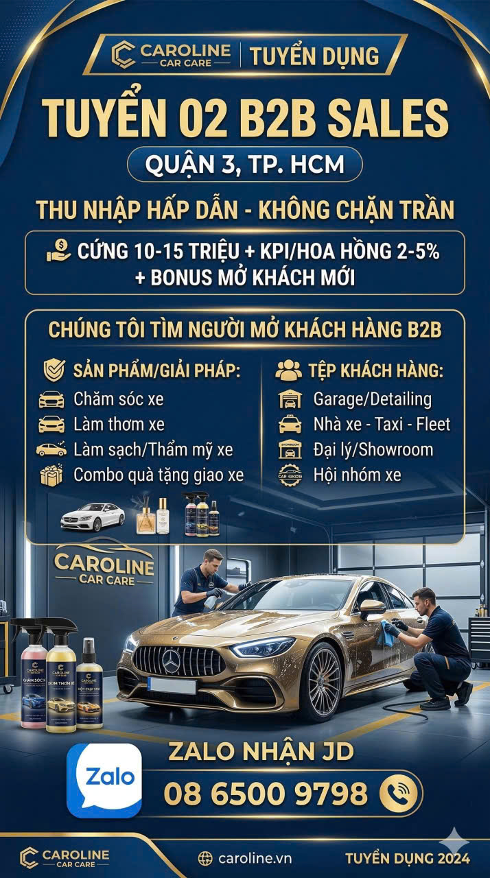 TUYỂN DỤNG] NHÂN VIÊN KINH DOANH B2B NGÀNH PHỤ TRỢ Ô TÔ