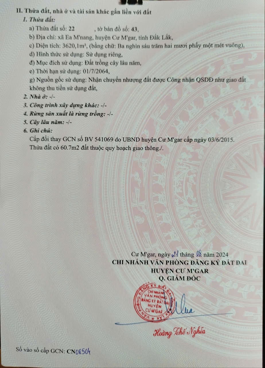 ĐẤT ĐẸP – GIÁ TỐT – CHÍNH CHỦ CẦN BÁN LÔ ĐẤT tại xã Ea M’nang, Cư M’gar, Đắk Lắk