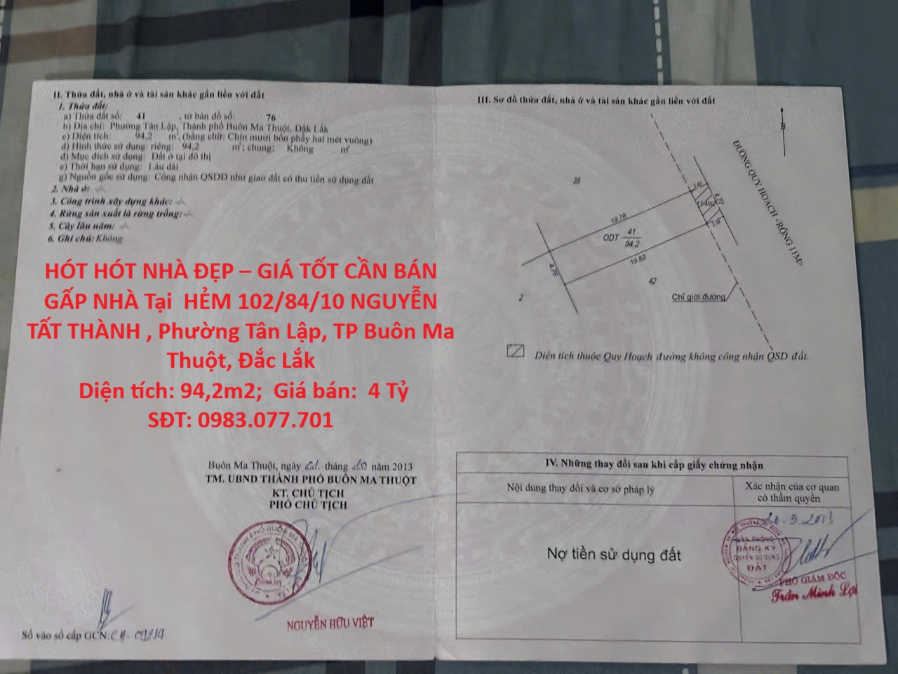 HÓT HÓT NHÀ ĐẸP – GIÁ TỐT CẦN BÁN GẤP NHÀ Tại Phường Tân Lập, TP Buôn Ma Thuột, Đắc Lắk