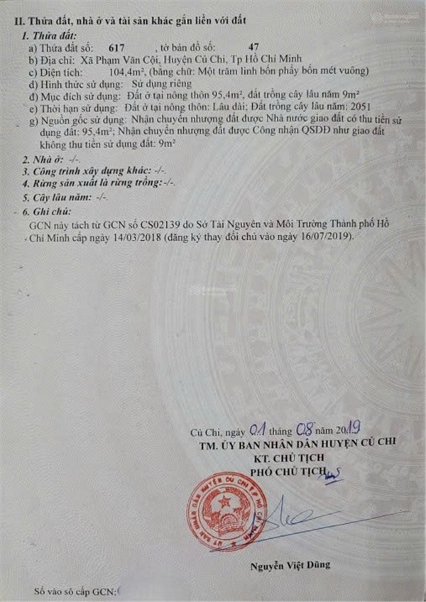 ĐẤT ĐẸP – GIÁ TỐT – CHÍNH CHỦ CẦN BÁN ĐẤT Đường Ấp Cây Trắc (483), Xã Phạm Văn Cội, Củ Chi, TP.HCM