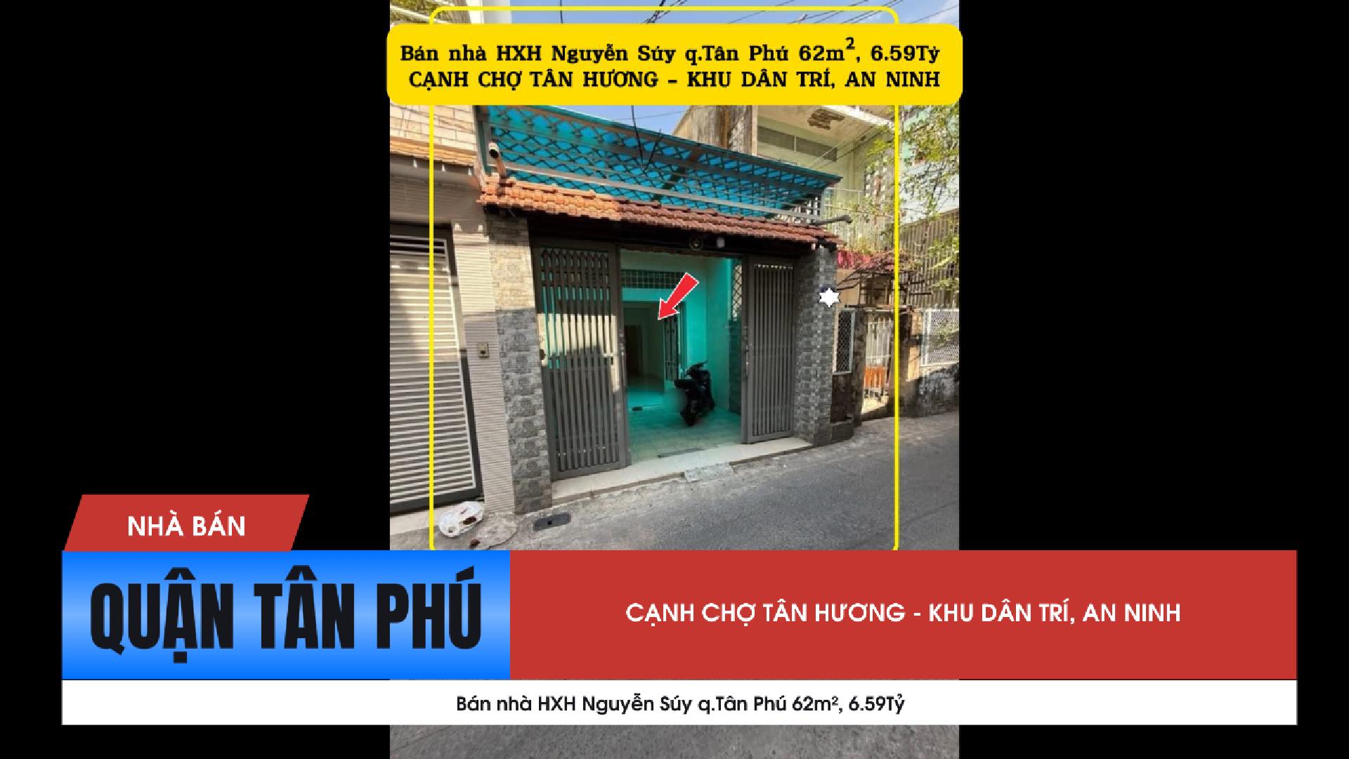 Bán nhà HXH Nguyễn Súy q.Tân Phú 62m², 6.59Tỷ - CẠNH CHỢ TÂN HƯƠNG