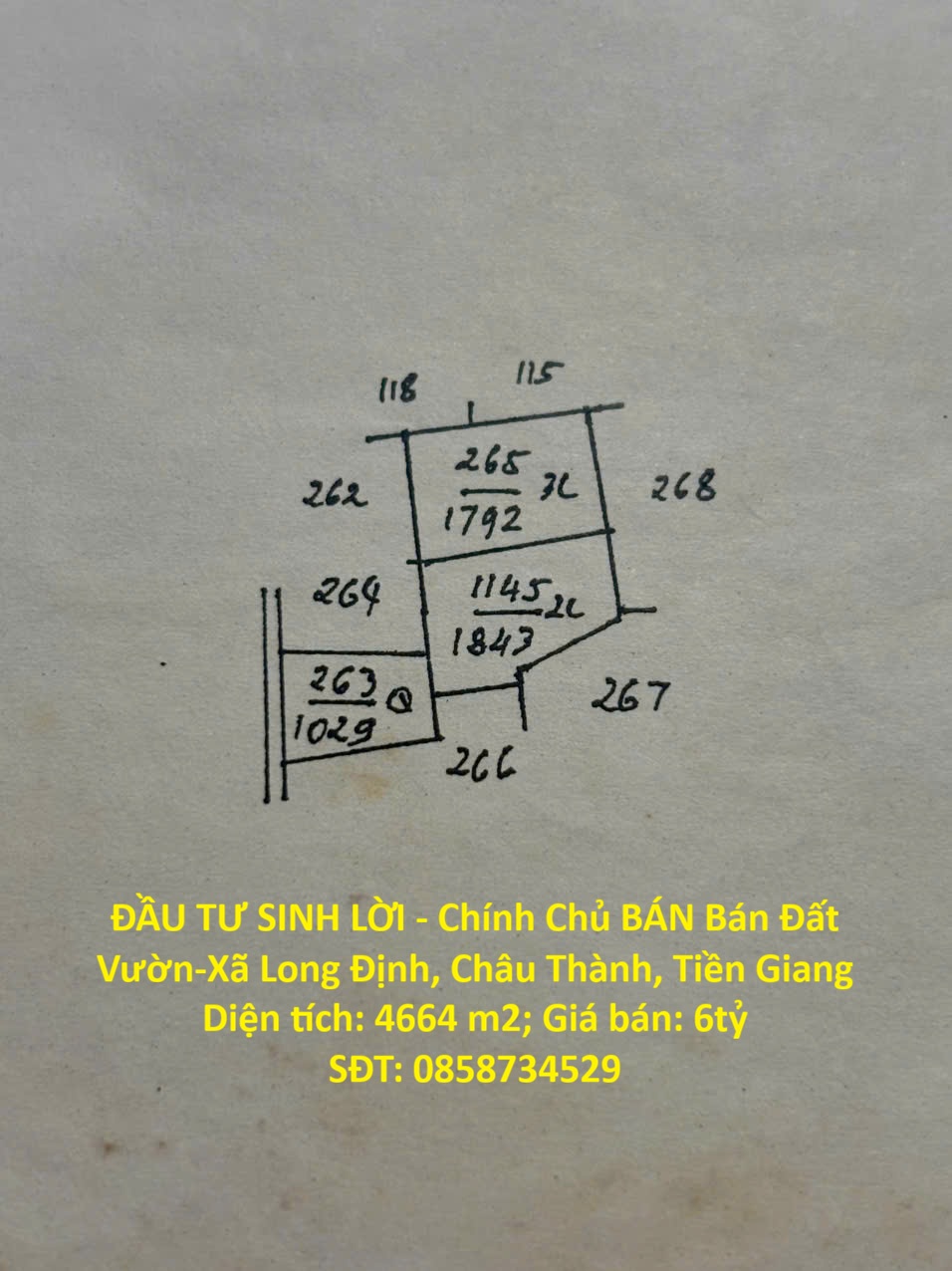 ĐẦU TƯ SINH LỜI - Chính Chủ BÁN Bán Đất Vườn-Xã Long Định, Châu Thành, Tiền Giang