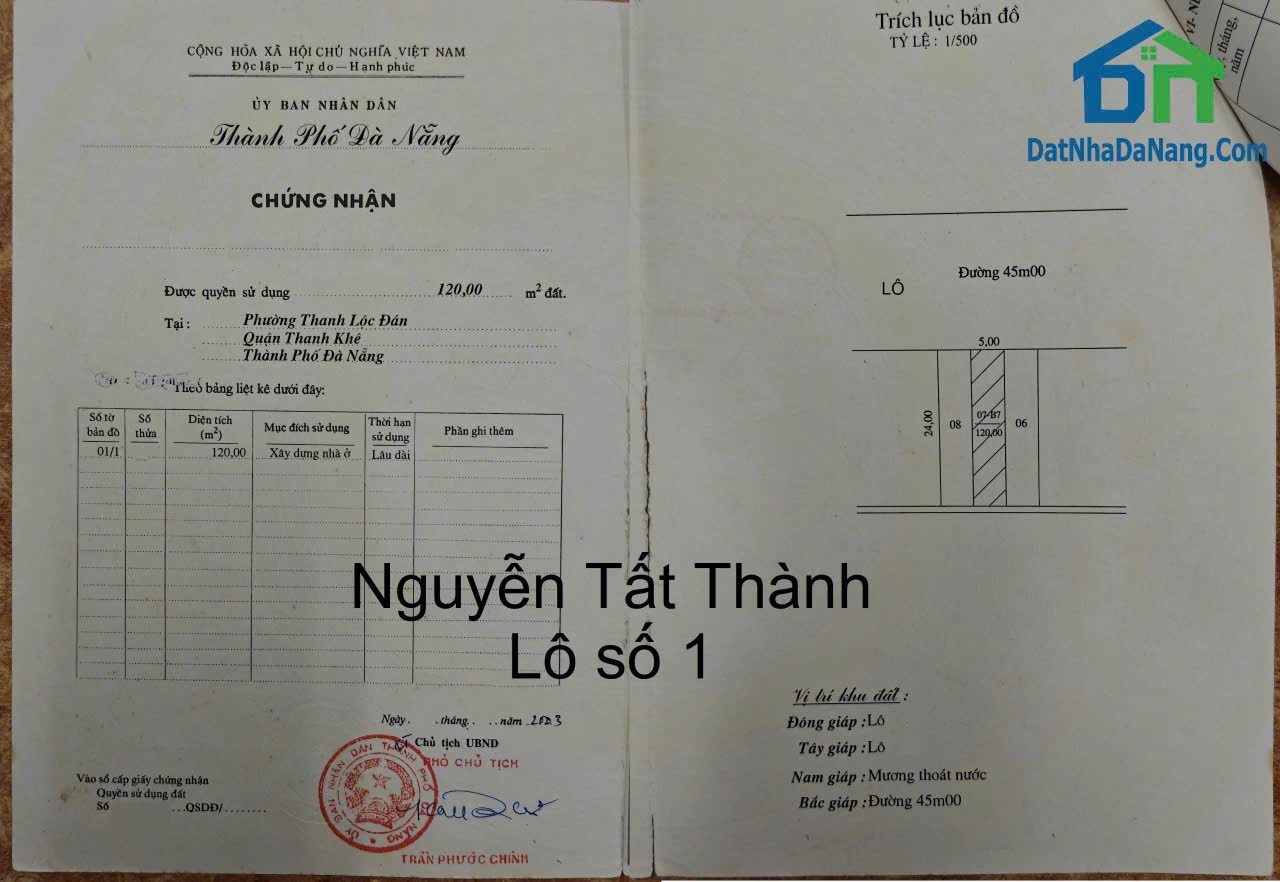 ĐẤT ĐẸP - GIÁ TỐT Cần Bán Đất View Biển Đường Nguyễn Tất Thành, Được Xây Dựng Cao Tầng,Giá chỉ 30,x tỷ.