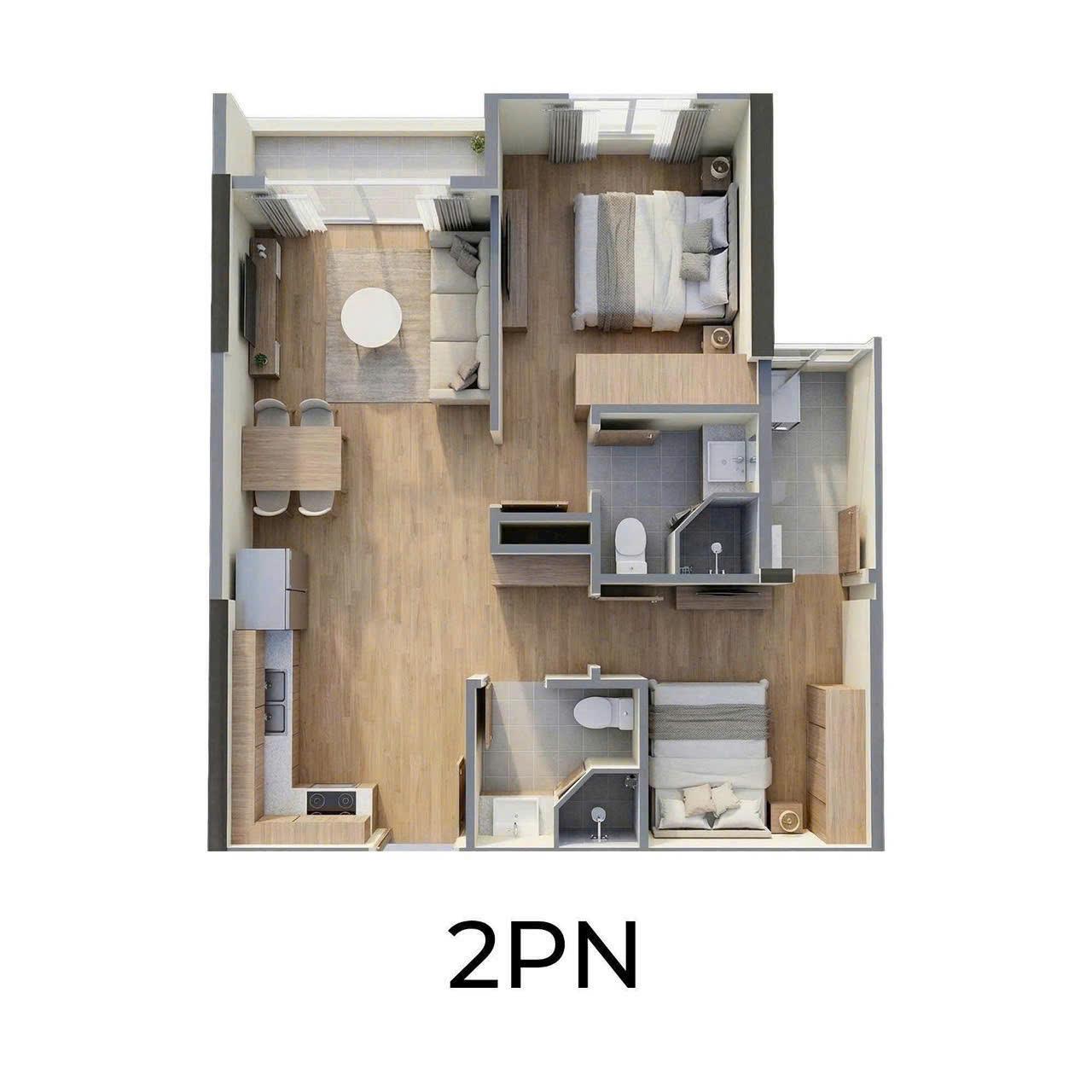 Chỉ với 746 triệu sở hữu ngay căn 2PN 2WC view bể bơi tại The_Parkland Imperia_Ocean_City