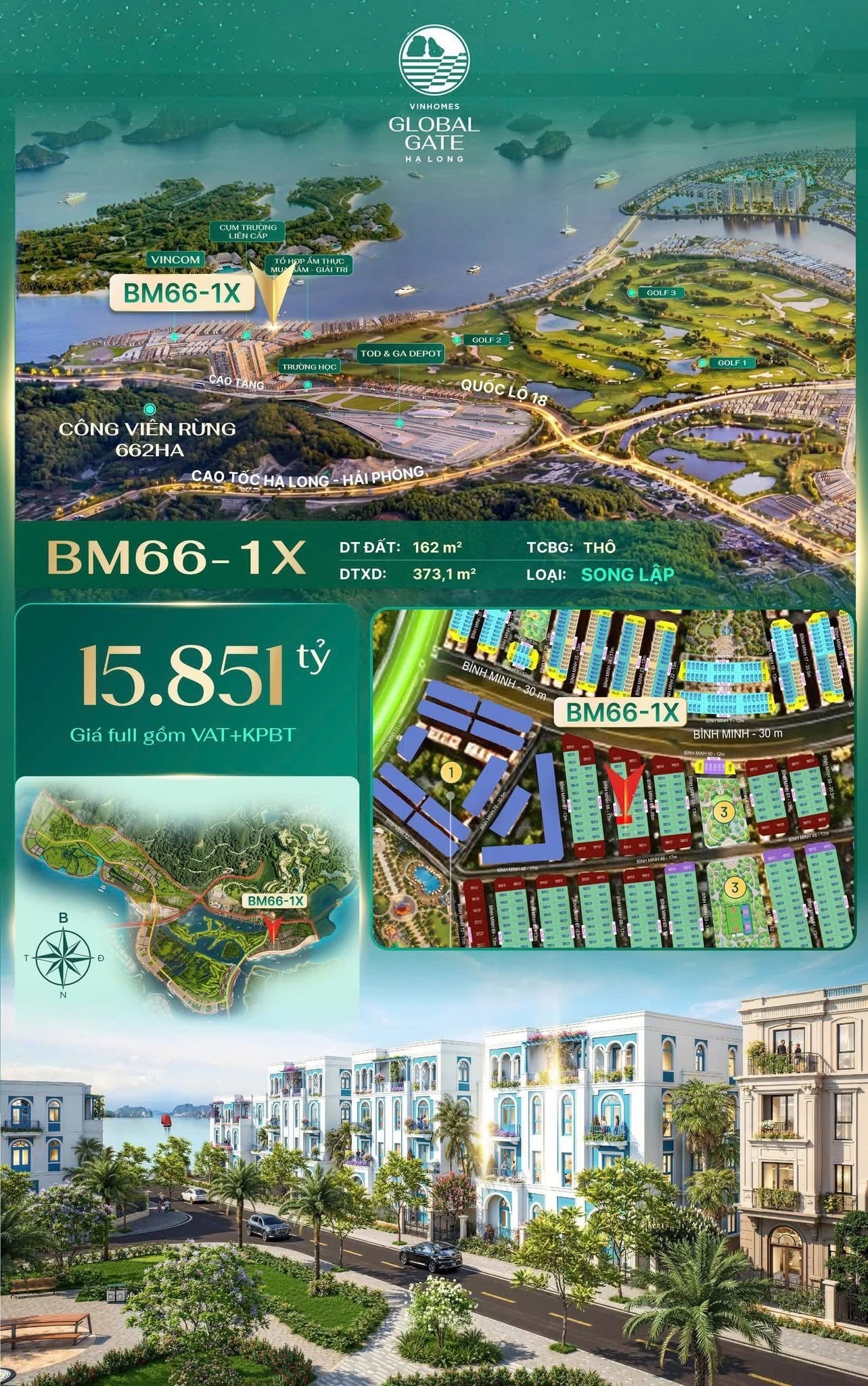 Bán biệt thự song lập ngay sát vịnh Hạ Long giá 15,8 tỷ :0849271084