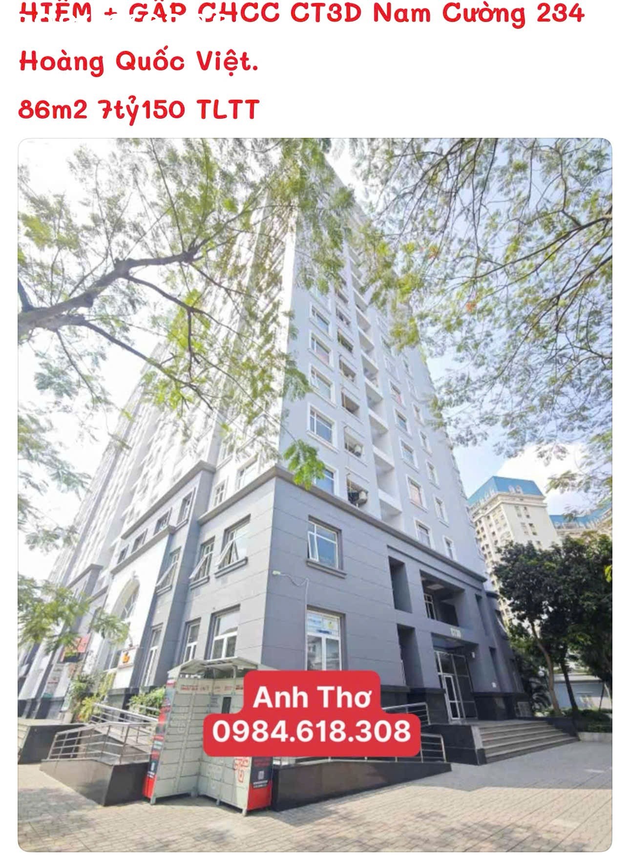 CHCC CT3 Nam Cường – 86m2 view đẹp, phòng khách bếp rộng, giá 7.2 tỷ