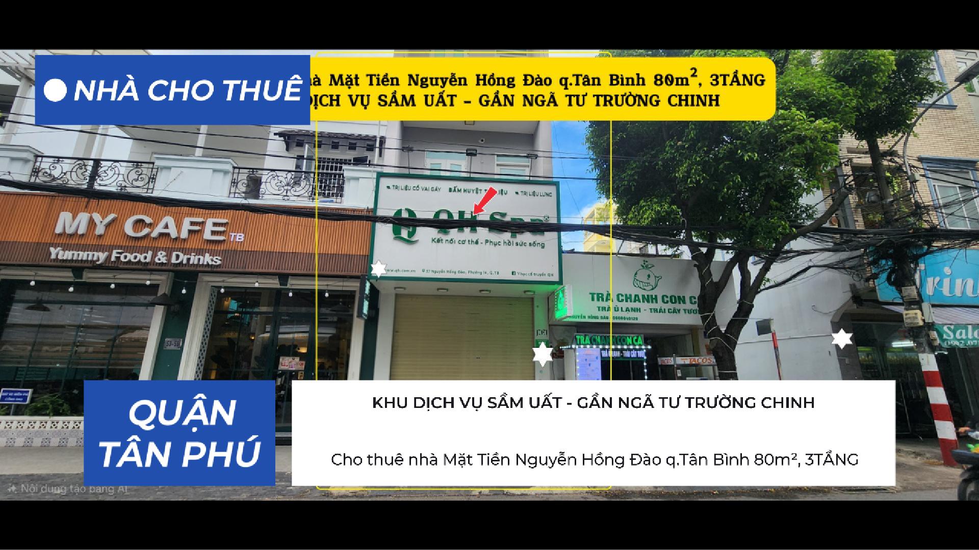 Cho thuê nhà mặt tiền Nguyễn Hồng Đào q.Tân Bình 80m², 3TẦNG - KHU DỊCH VỤ SẦM UẤT